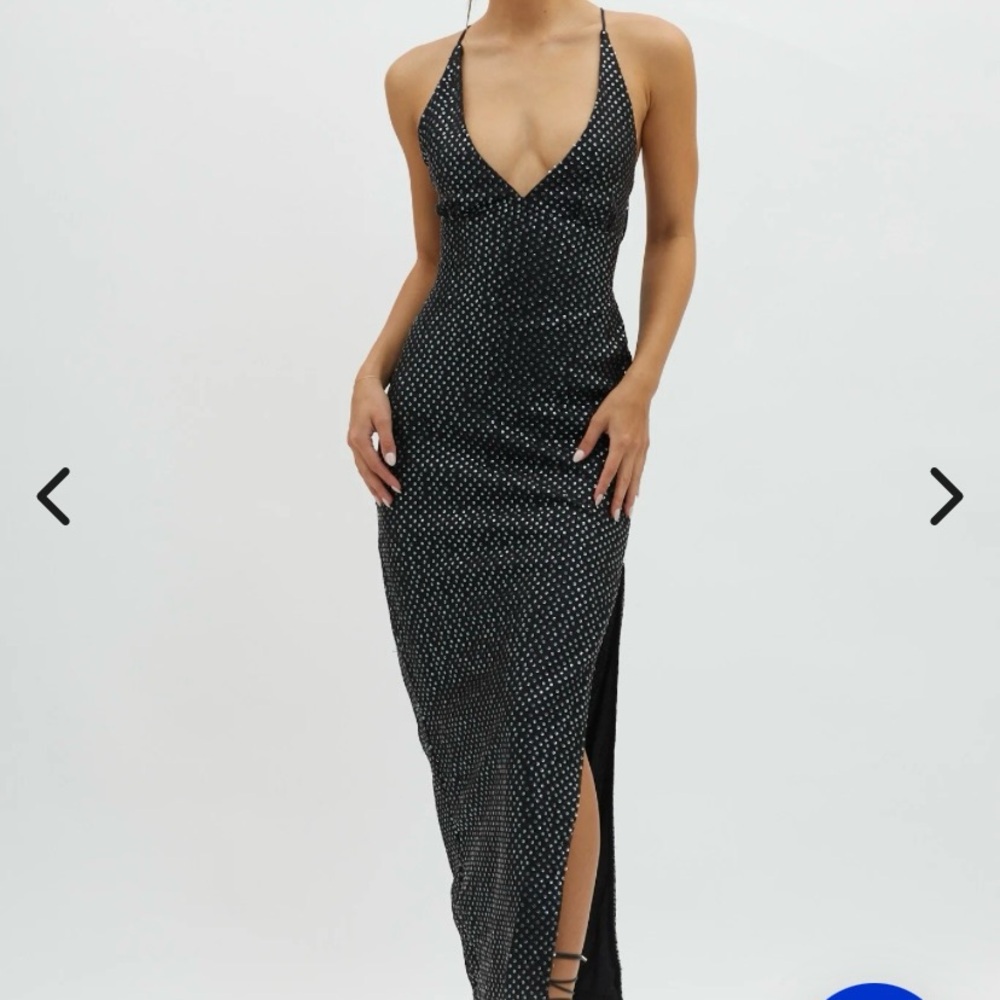 Selfie Leslie Alysia Plunging Halterneck Maxi Dress Black